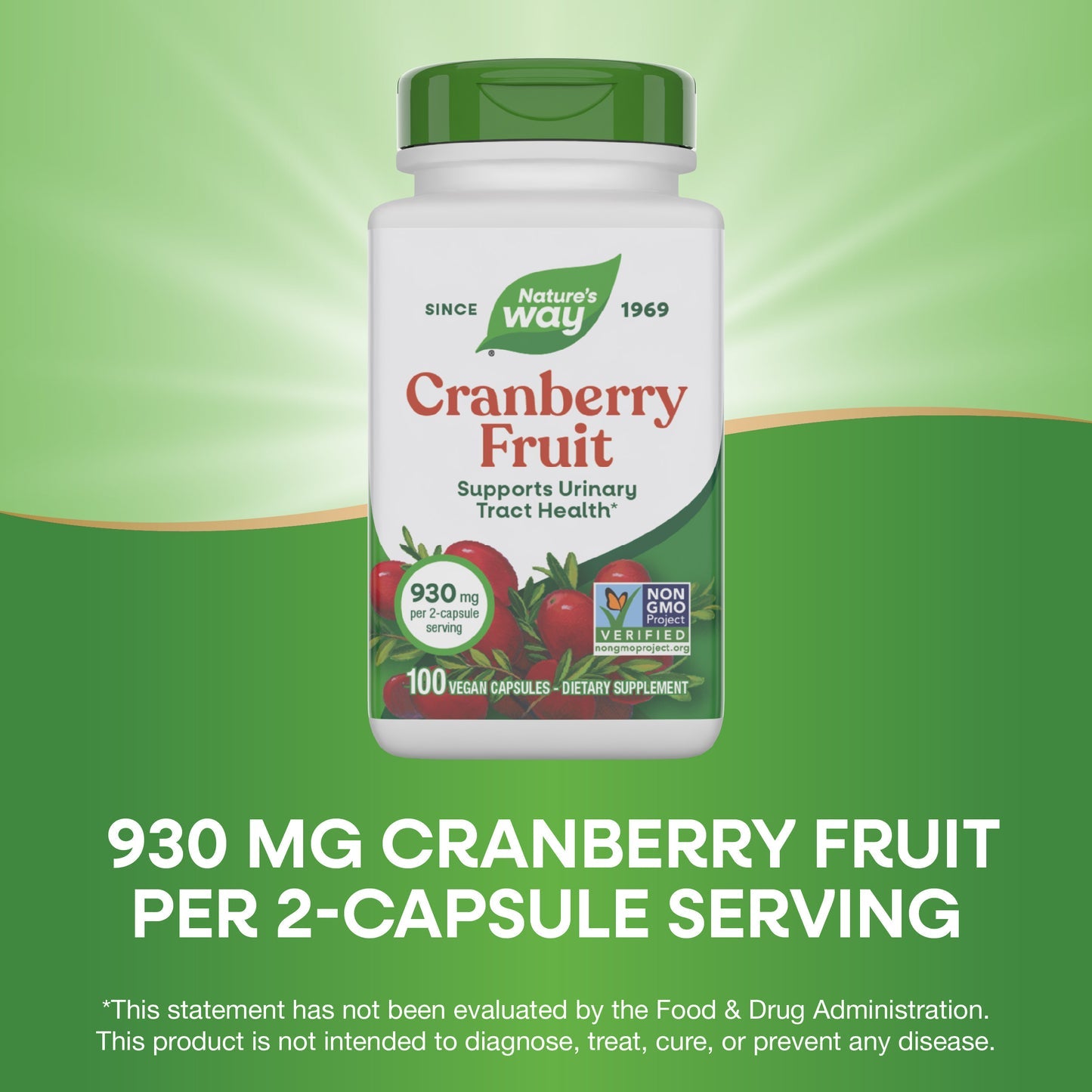 Nature's Way® Cranberry Fruit | Arándano Rojo | 100 Cápsulas Vegetales