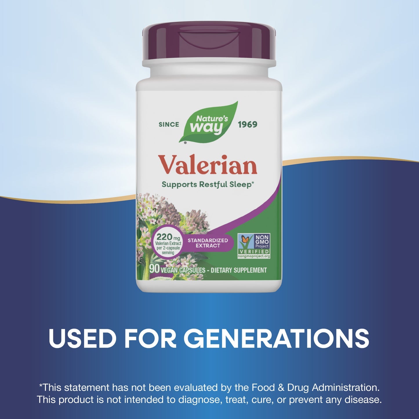 Nature's Way® Valerian Standardized Extract | Extracto Estandarizado de Valeriana | 90 Cápsulas Vegetales
