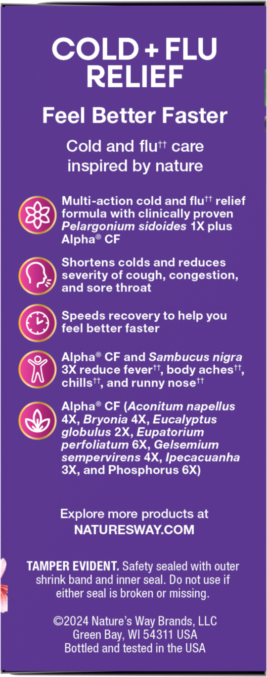 Nature's Way® Sambucus Cold + Flu Relief Elderberry Syrup | Jarabe de Saúco para Resfriado y Gripe | 4 fl oz (120 mL)