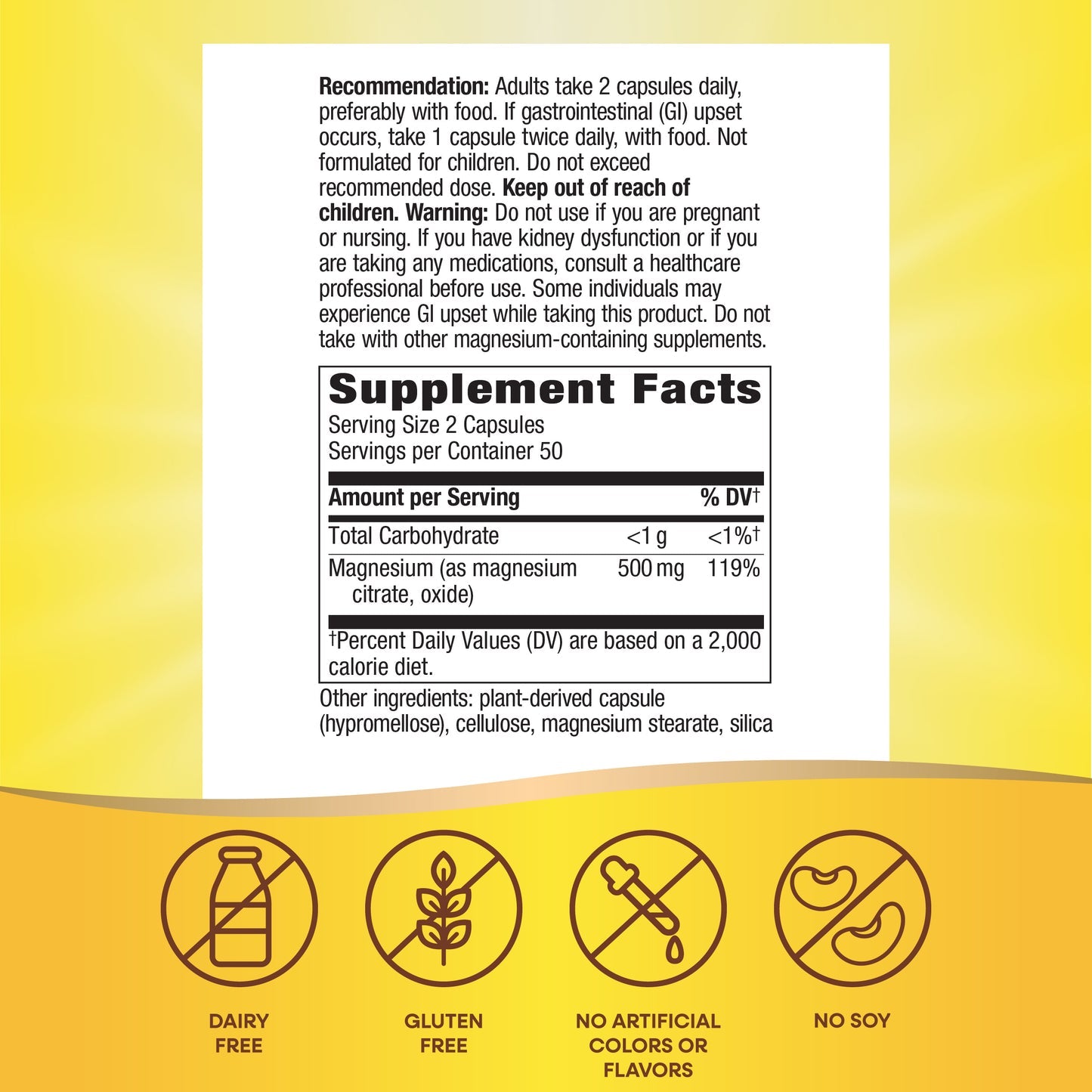 Nature's Way® Magnesium Complex | Complejo de Magnesio | 100 Cápsulas
