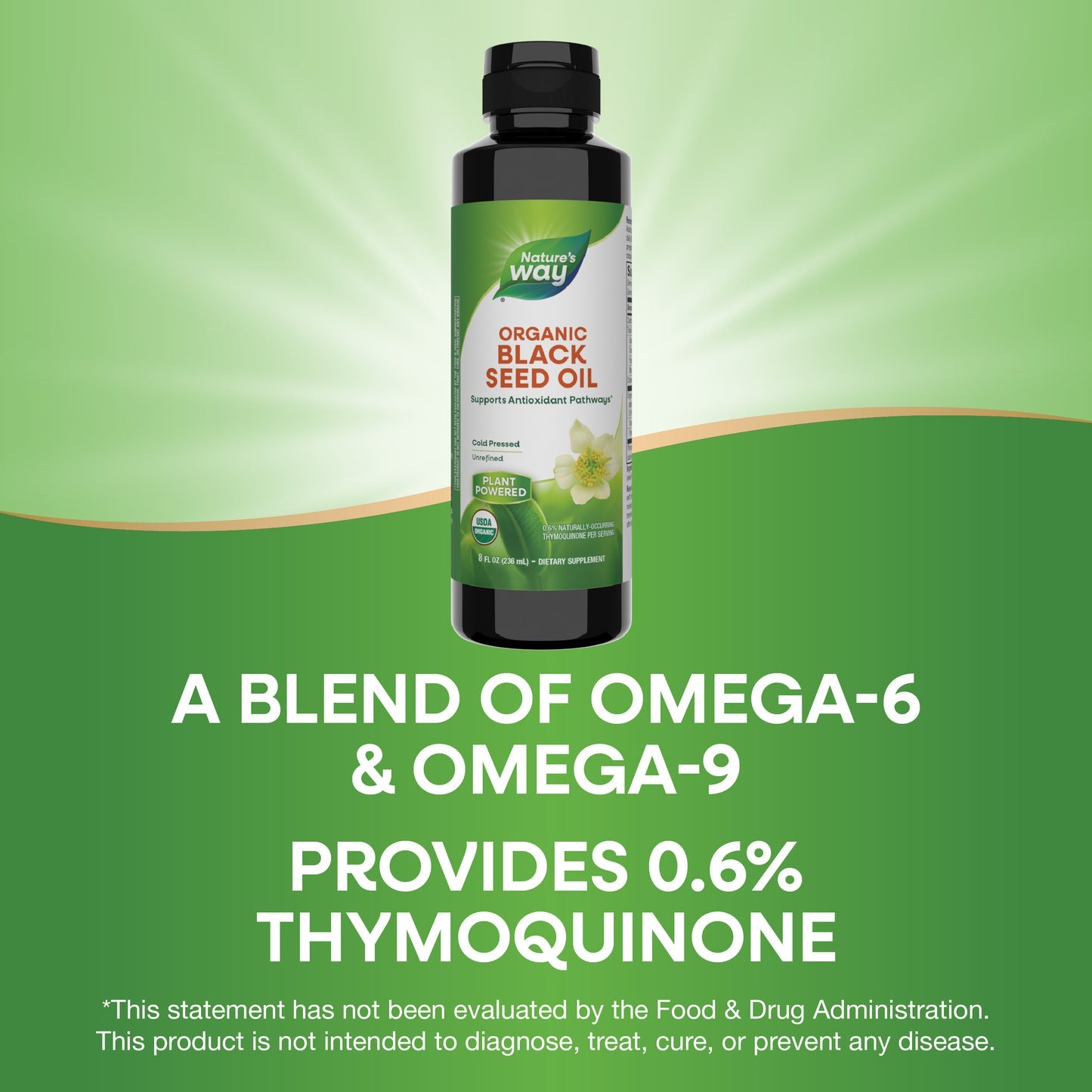 Nature's Way® Organic Black Seed Oil | Aceite Orgánico de Semilla Negra | 8 fl oz (236 mL)