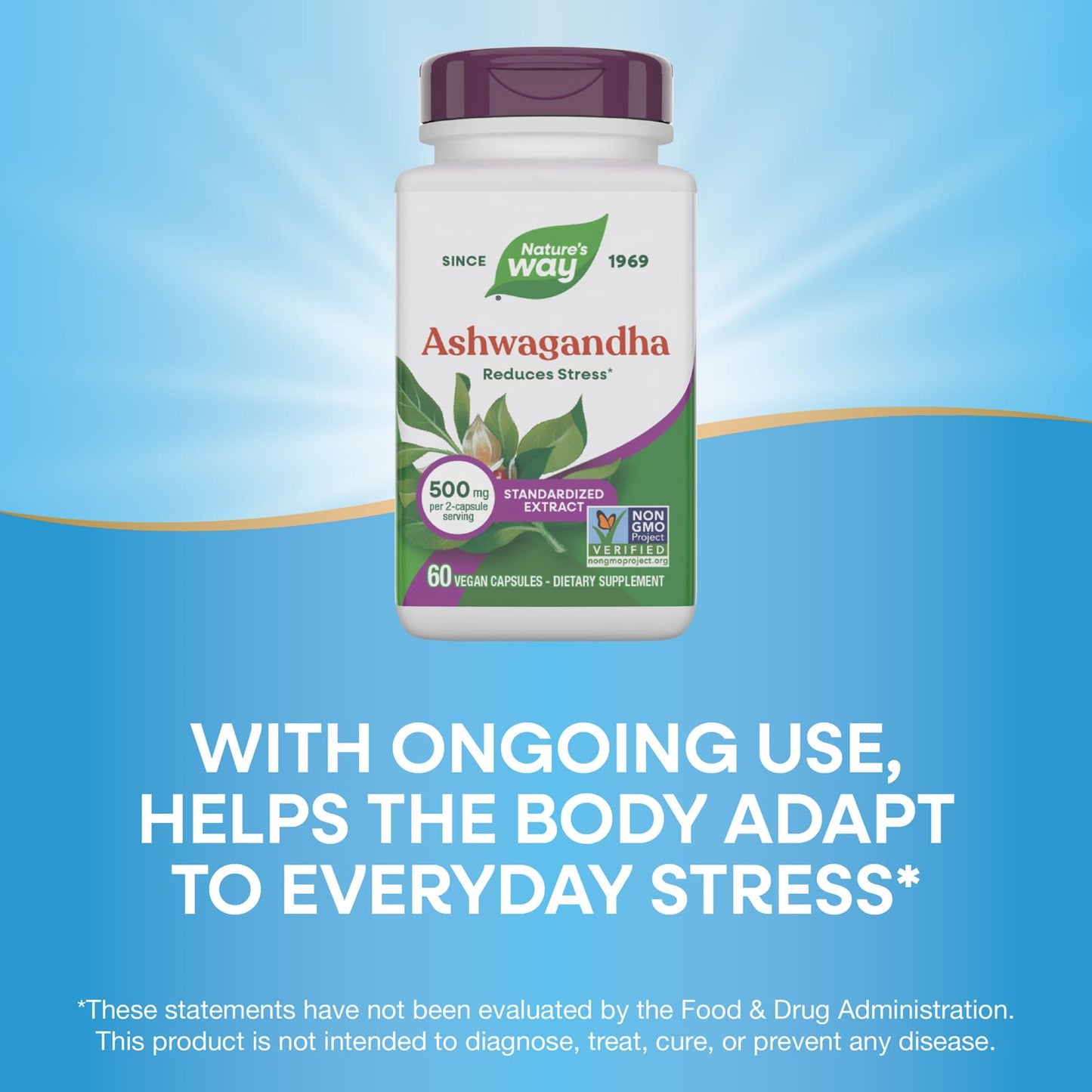 Nature's Way® Ashwagandha Standardized Extract | Extracto Estandarizado de Ashwagandha | 60 Cápsulas Vegetales