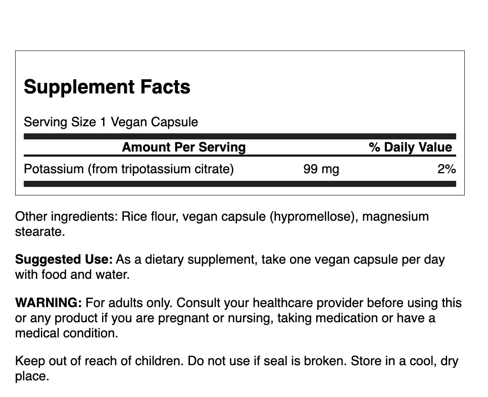 Swanson Potassium Citrate 99 mg 120 Vegan Caps