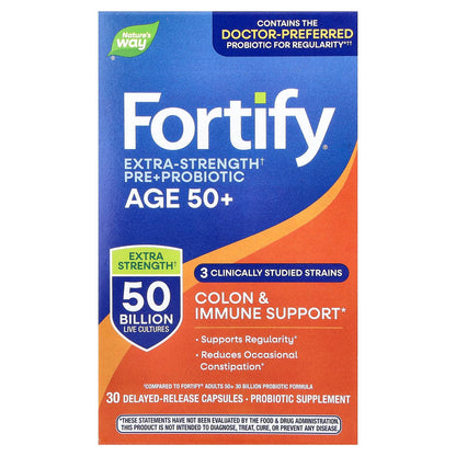 Nature's Way® Fortify® Probiotic Adults 50+ | 50 Billion CFU | 30 Cápsulas de Liberación Retardada