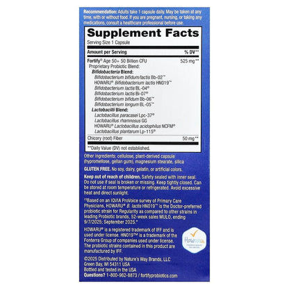 Nature's Way® Fortify® Probiotic Adults 50+ | 50 Billion CFU | 30 Cápsulas de Liberación Retardada