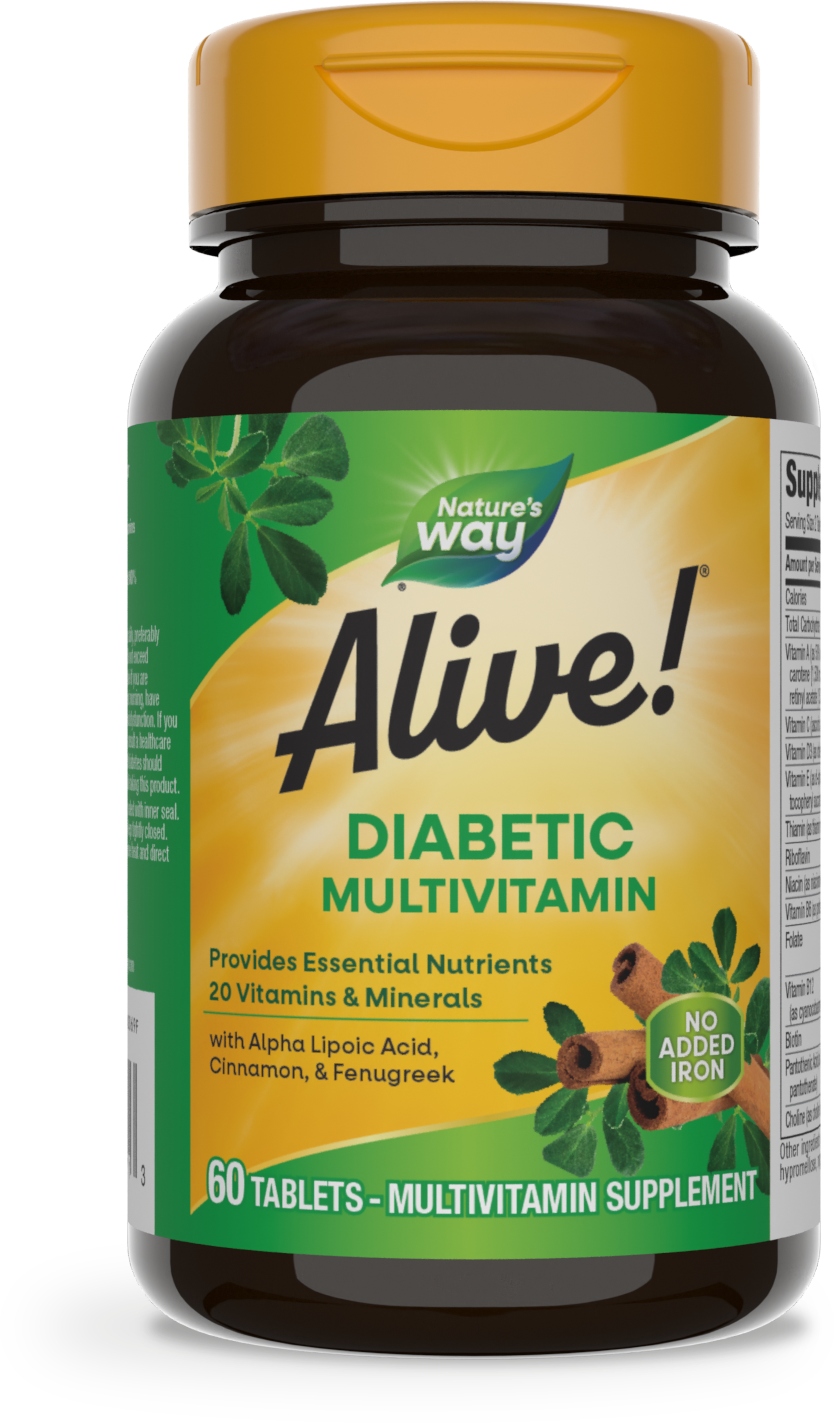 Nature's Way® Alive!® Diabetic Multivitamin | Multivitamínico para Personas con Diabetes | 60 Tabletas