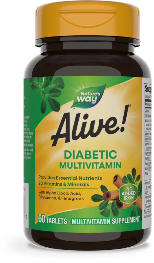 Nature's Way® Alive!® Diabetic Multivitamin | Multivitamínico para Personas con Diabetes | 60 Tabletas