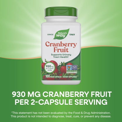 Nature's Way® Cranberry Fruit | Arándano Rojo | 100 Cápsulas Vegetales