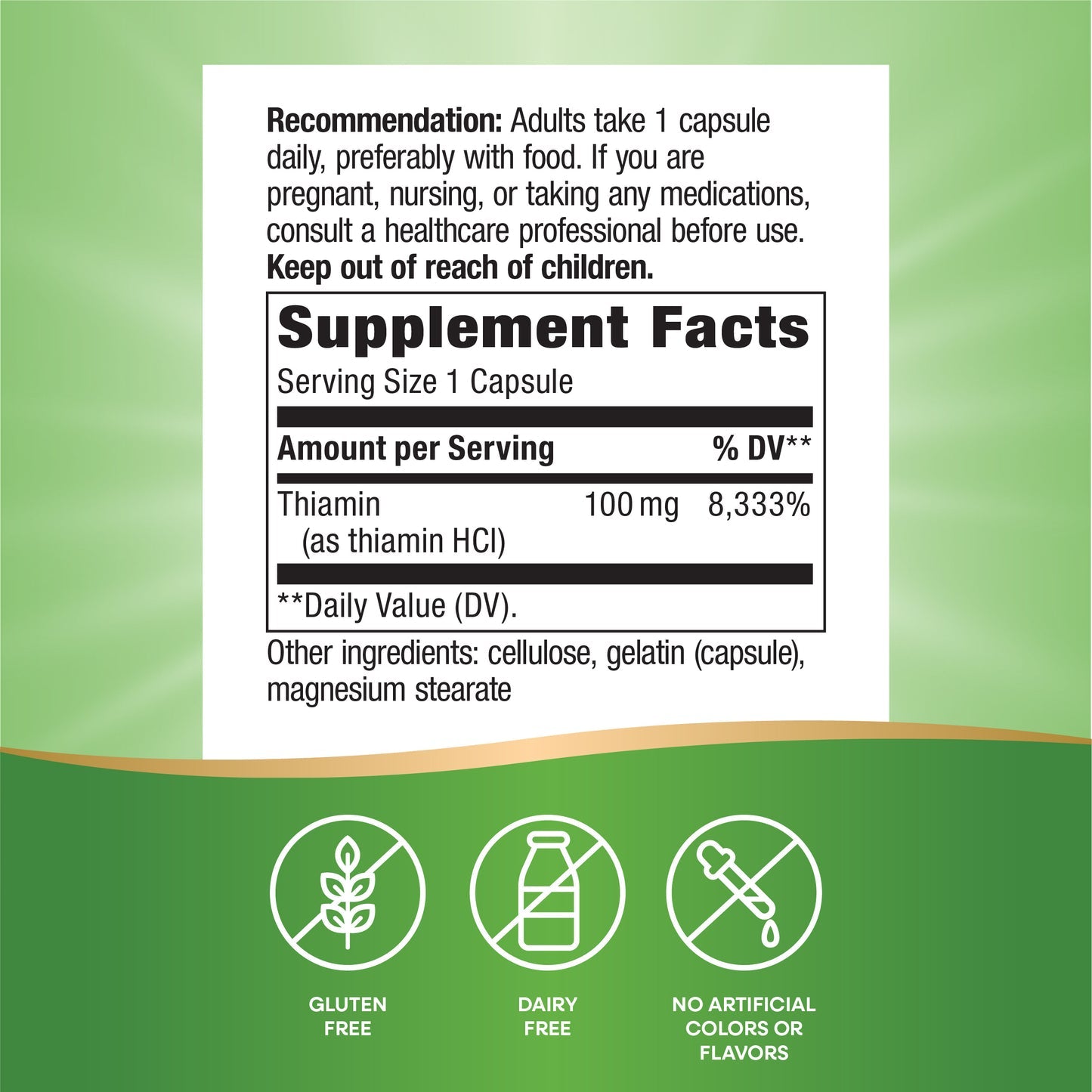 Nature's Way® Vitamin B1 High Potency (Thiamin HCl) 100 mg | 100 Cápsulas