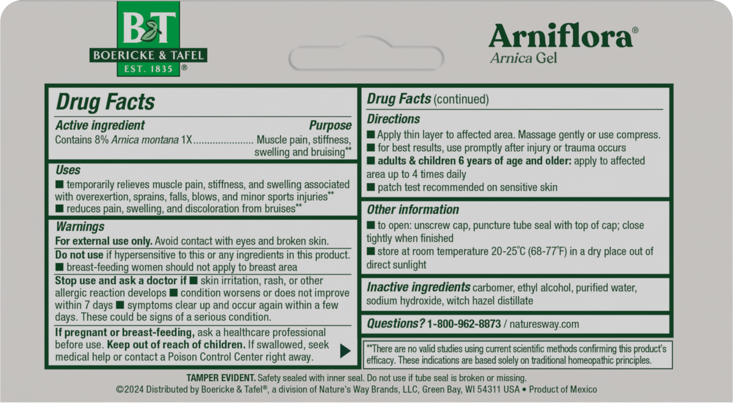 Boericke & Tafel® Arniflora® Arnica Gel | Gel de Árnica | 2.75 oz (78 g)