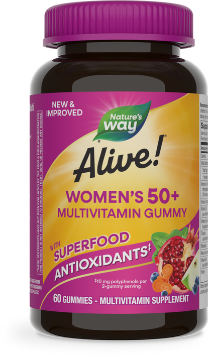 Alive!® Mujeres 50+ Multivitamínico en Gomitas, Frutos Rojos, 60 Gomitas