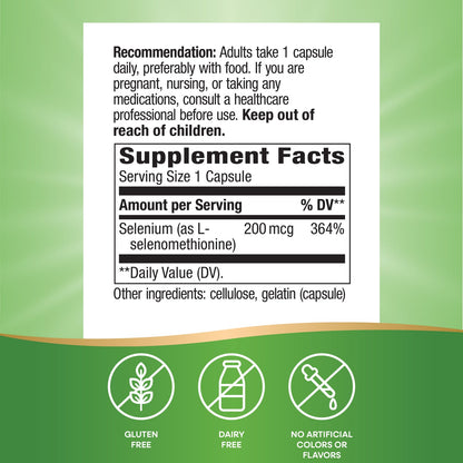 Nature's Way® Selenium | Selenio 200 mcg | 100 Cápsulas