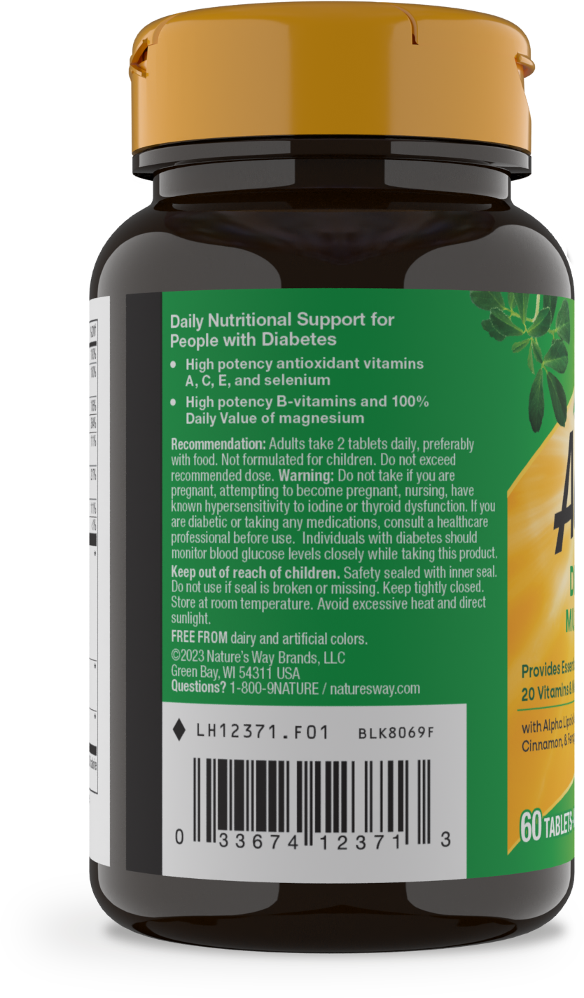 Nature's Way® Alive!® Diabetic Multivitamin | Multivitamínico para Personas con Diabetes | 60 Tabletas