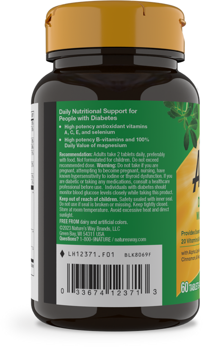 Nature's Way® Alive!® Diabetic Multivitamin | Multivitamínico para Personas con Diabetes | 60 Tabletas