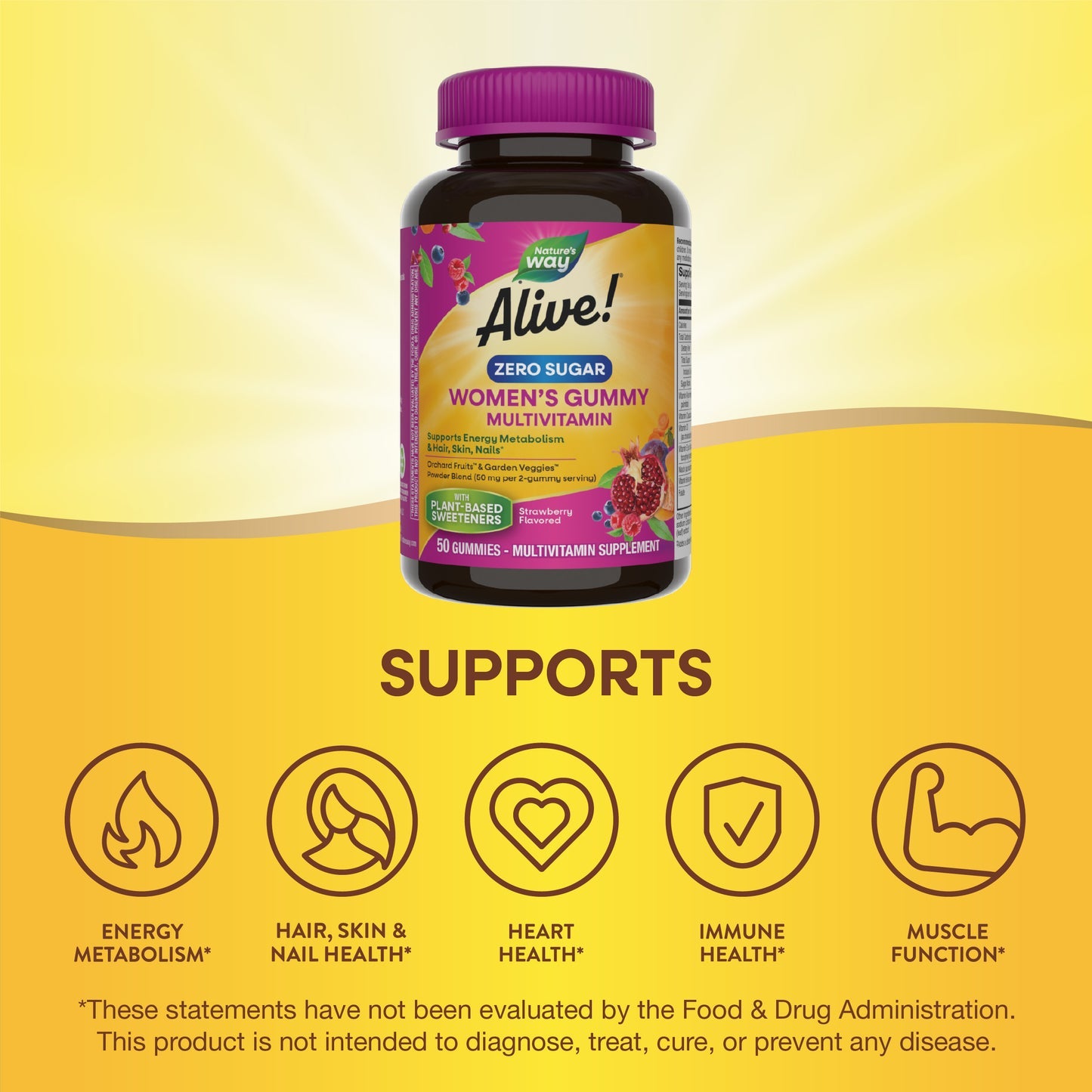 Nature's Way® Alive!® Zero Sugar Women's Multi Gummy | Multivitamínico para Mujer Sin Azúcar | 50 Gomitas
