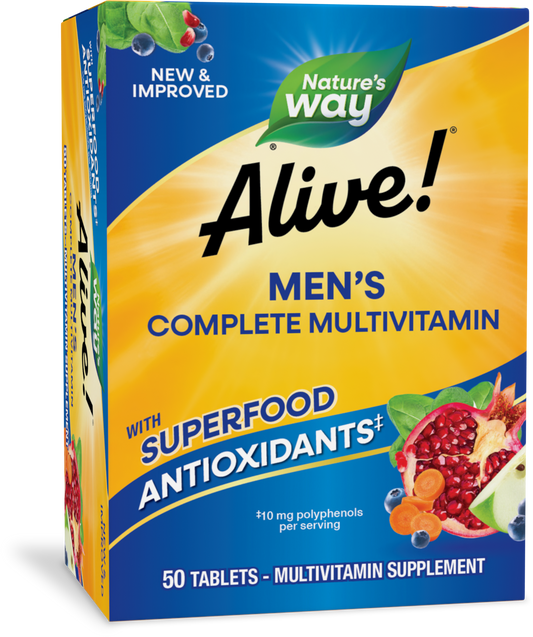 Nature's Way® Alive!® Men's Complete Multivitamin | Multivitamínico para Hombre | 50 Tabletas