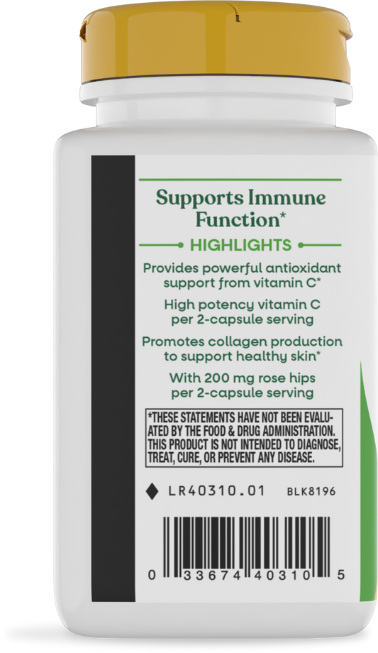 Nature's Way® Vitamin C with Rose Hips | Vitamina C 500 mg con Rosa Mosqueta | 100 Cápsulas