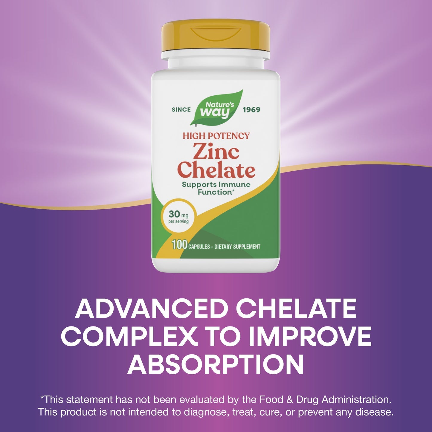 Nature's Way® Zinc 30 mg | Zinc de Alta Potencia | 100 Cápsulas