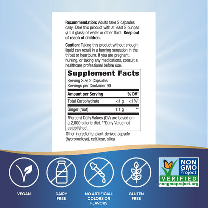Nature's Way® Ginger Root | 240 Cápsulas Veganas