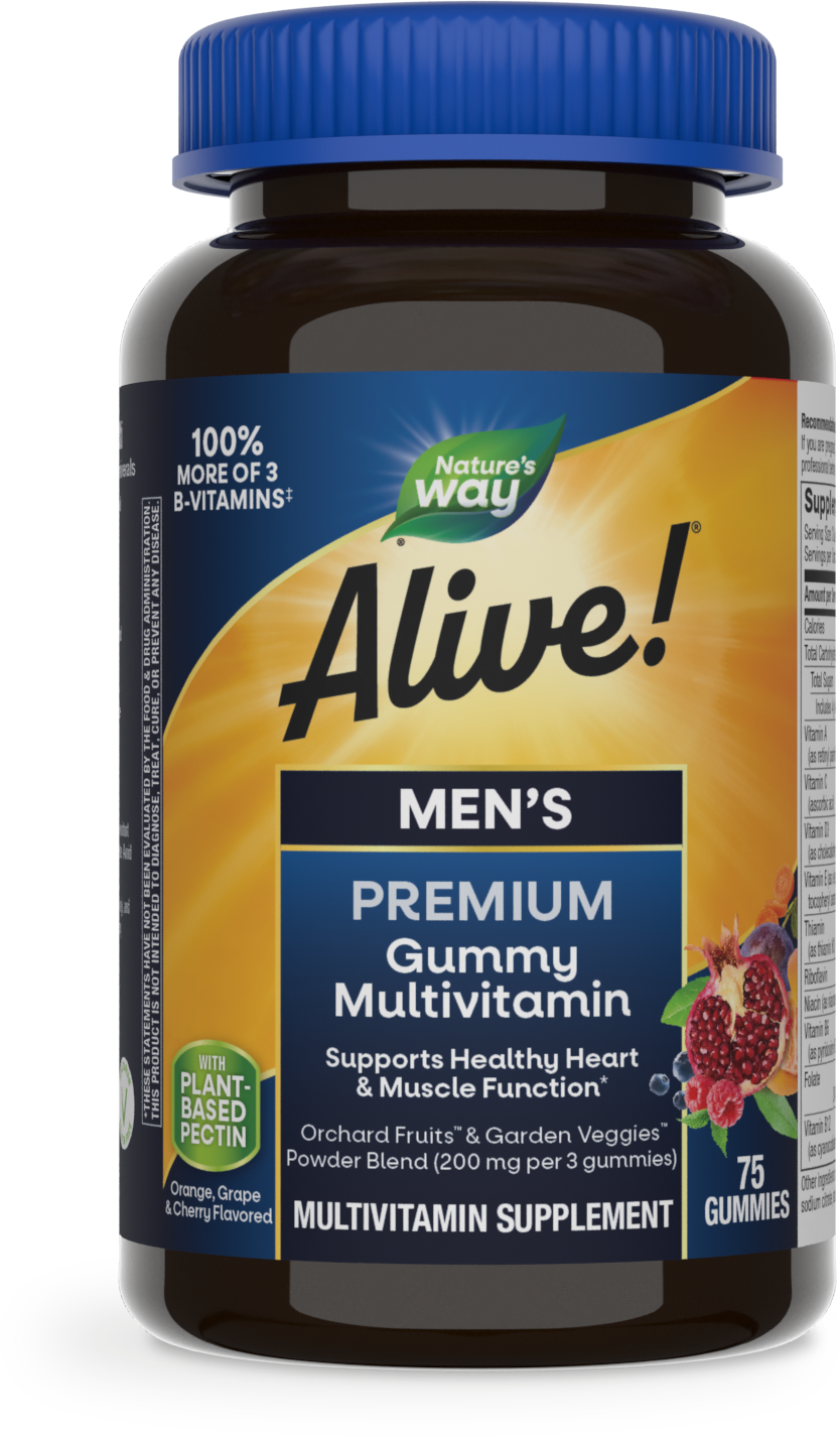 Nature's Way® Alive!® Premium Men's Gummy Multivitamin | Multivitamínico para Hombre | 75 Gomitas