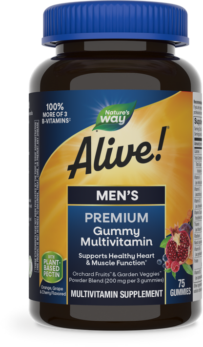 Nature's Way® Alive!® Premium Men's Gummy Multivitamin | Multivitamínico para Hombre | 75 Gomitas