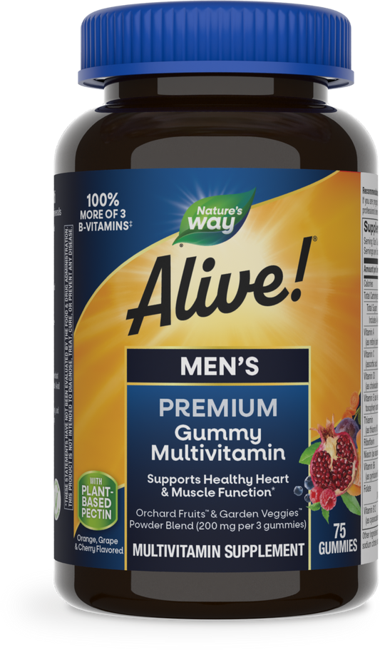 Nature's Way® Alive!® Premium Men's Gummy Multivitamin | Multivitamínico para Hombre | 75 Gomitas