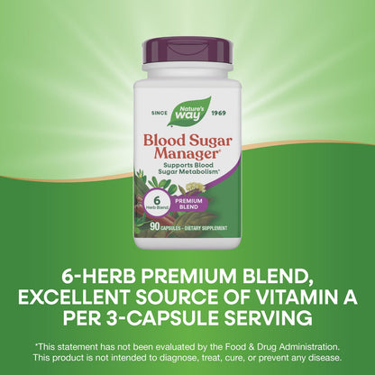 Nature's Way® Blood Sugar Manager® | Apoyo al Metabolismo de la Glucosa | 90 Cápsulas Vegetales