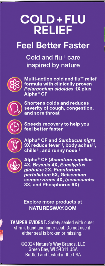Nature's Way® Sambucus Cold + Flu Relief Elderberry Syrup | Jarabe de Saúco para Resfriado y Gripe | 4 fl oz (120 mL)