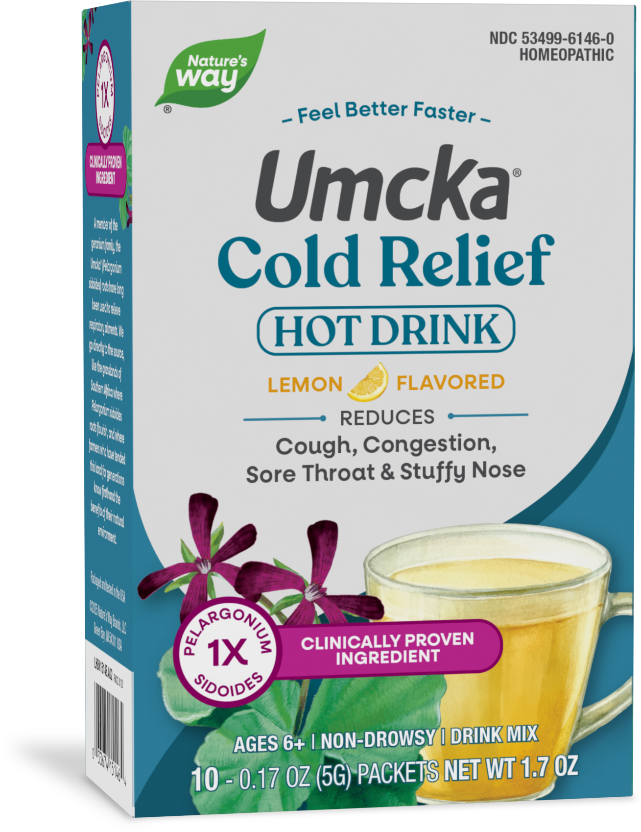 Nature's Way® Umcka® Cold Relief Hot Drink Lemon | 10 Sobres (10 × 5 g)