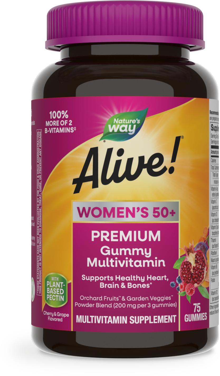 Nature's Way® Alive!® Premium Women's 50+ Gummy Multivitamin | Multivitamínico para Mujeres 50+ | 75 Gomitas