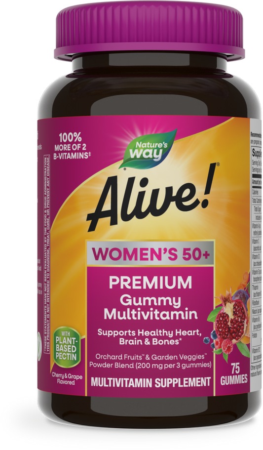 Nature's Way® Alive!® Premium Women's 50+ Gummy Multivitamin | Multivitamínico para Mujeres 50+ | 75 Gomitas