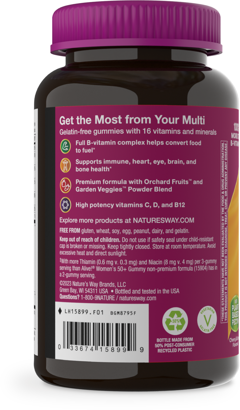 Nature's Way® Alive!® Premium Women's 50+ Gummy Multivitamin | Multivitamínico para Mujeres 50+ | 75 Gomitas