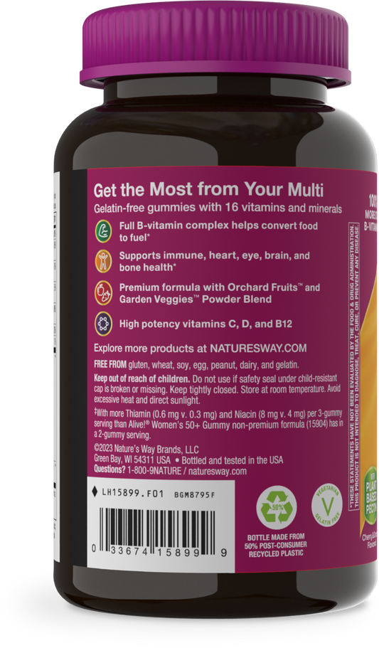 Nature's Way® Alive!® Premium Women's 50+ Gummy Multivitamin | Multivitamínico para Mujeres 50+ | 75 Gomitas