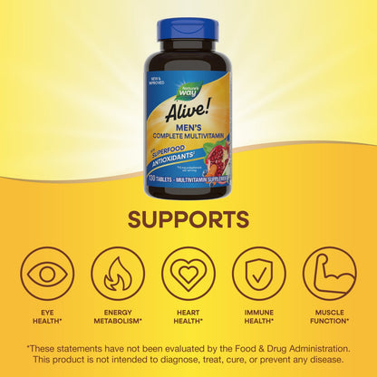Nature's Way® Alive!® Men's Complete Multivitamin | Multivitamínico para Hombre | 50 Tabletas