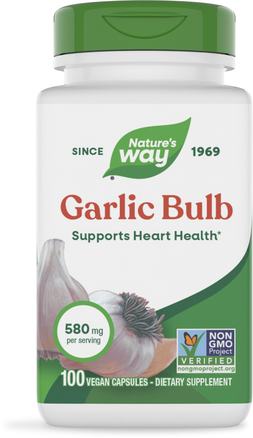 Nature's Way® Garlic Bulb | Ajo 580 mg | 100 Cápsulas Vegetales