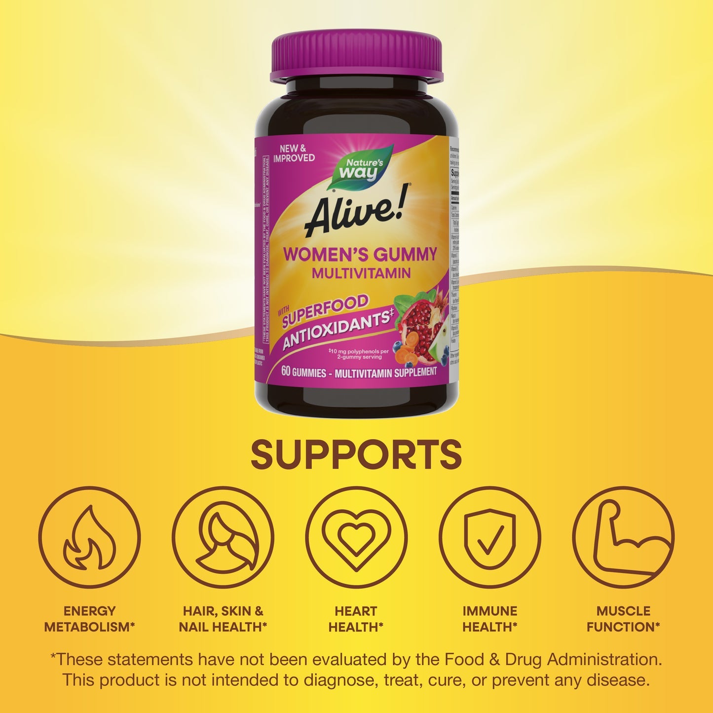 Nature's Way® Alive!® Multivitamínico para Mujer en Gomitas | Sabor Frutos Rojos | 60 Gomitas