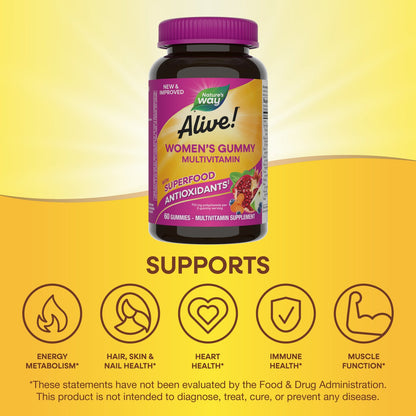Nature's Way® Alive!® Multivitamínico para Mujer en Gomitas | Sabor Frutos Rojos | 60 Gomitas