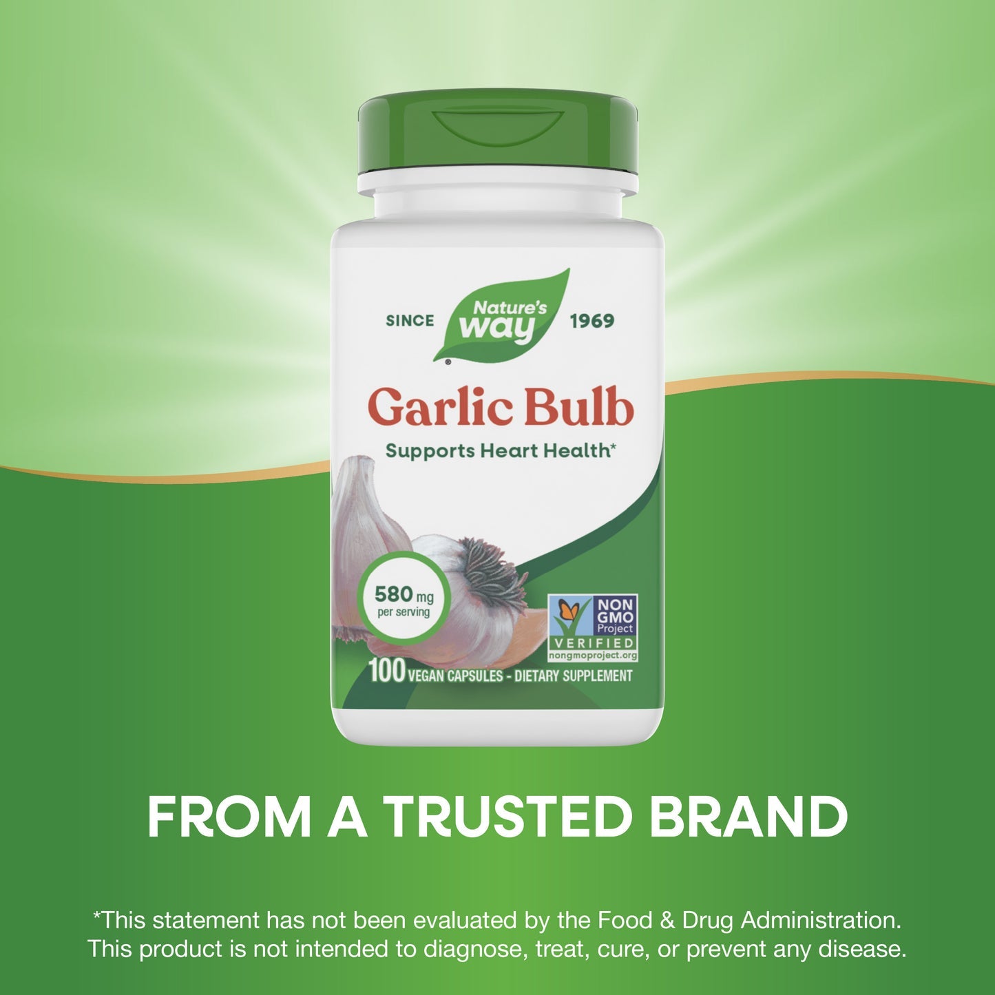 Nature's Way® Garlic Bulb | Ajo 580 mg | 100 Cápsulas Vegetales