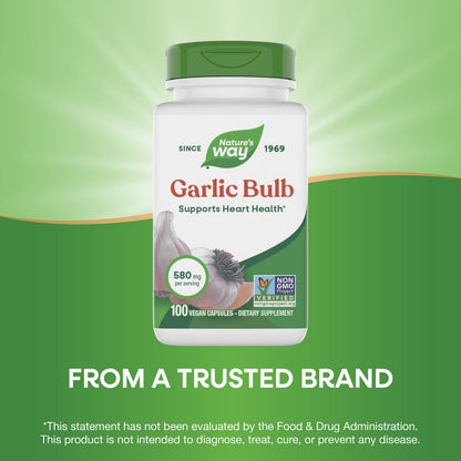 Nature's Way® Garlic Bulb | Ajo 580 mg | 100 Cápsulas Vegetales