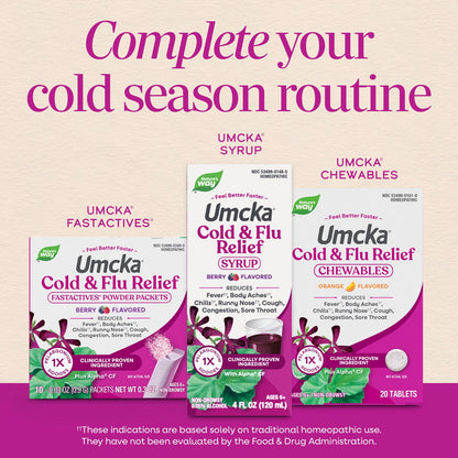 Nature's Way® Umcka® Cold & Flu Relief Chewables | Berry | 20 Comprimidos Masticables