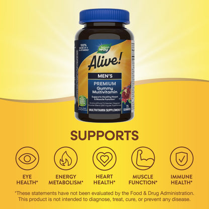 Nature's Way® Alive!® Premium Men's Gummy Multivitamin | Multivitamínico para Hombre | 75 Gomitas