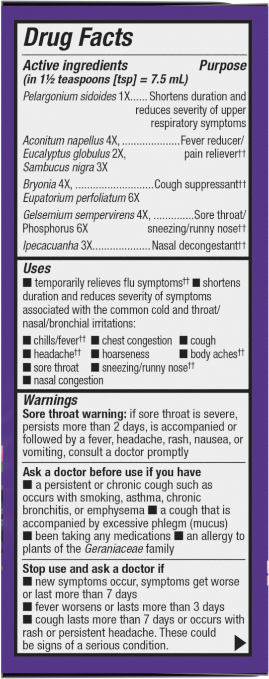 Nature's Way® Sambucus Cold + Flu Relief Elderberry Syrup | Jarabe de Saúco para Resfriado y Gripe | 4 fl oz (120 mL)