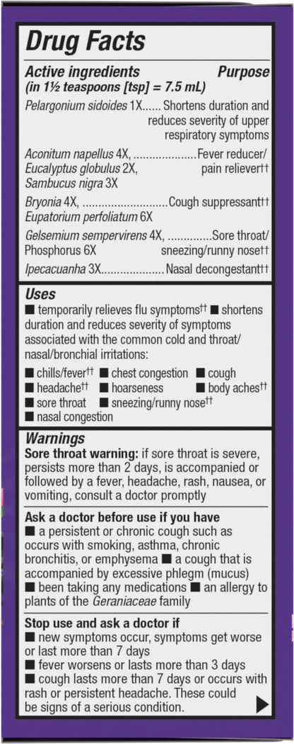 Nature's Way® Sambucus Cold + Flu Relief Elderberry Syrup | Jarabe de Saúco para Resfriado y Gripe | 4 fl oz (120 mL)