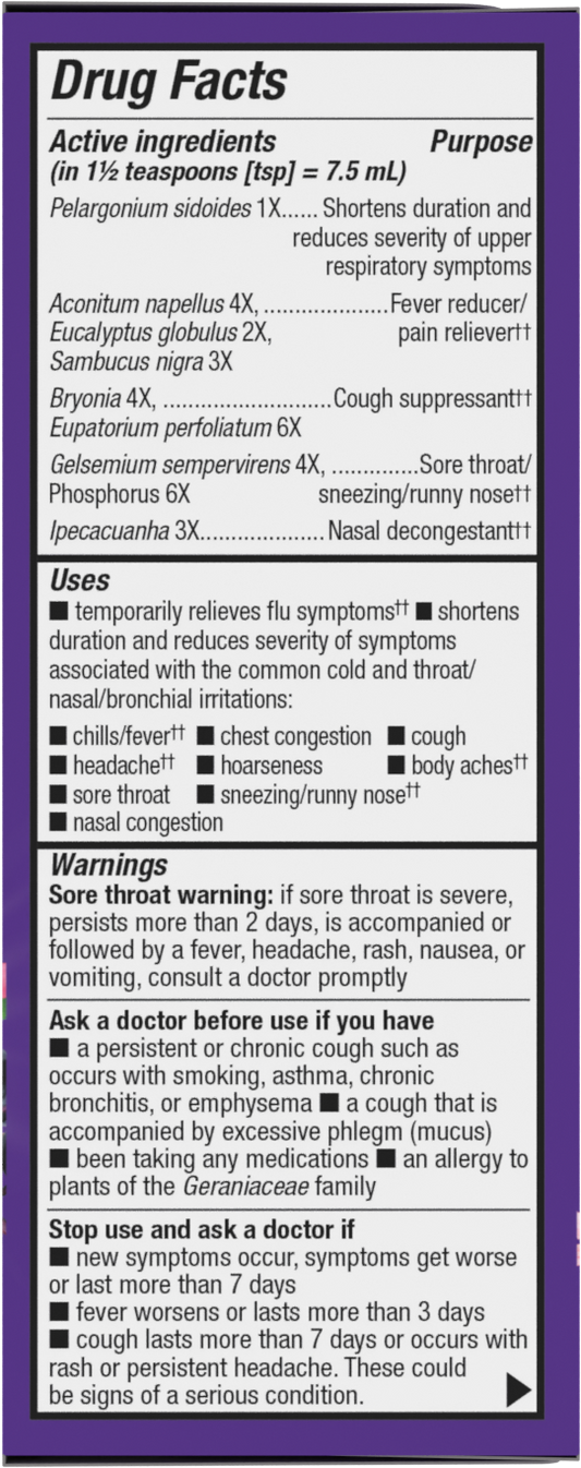 Nature's Way® Sambucus Cold + Flu Relief Elderberry Syrup | Jarabe de Saúco para Resfriado y Gripe | 4 fl oz (120 mL)