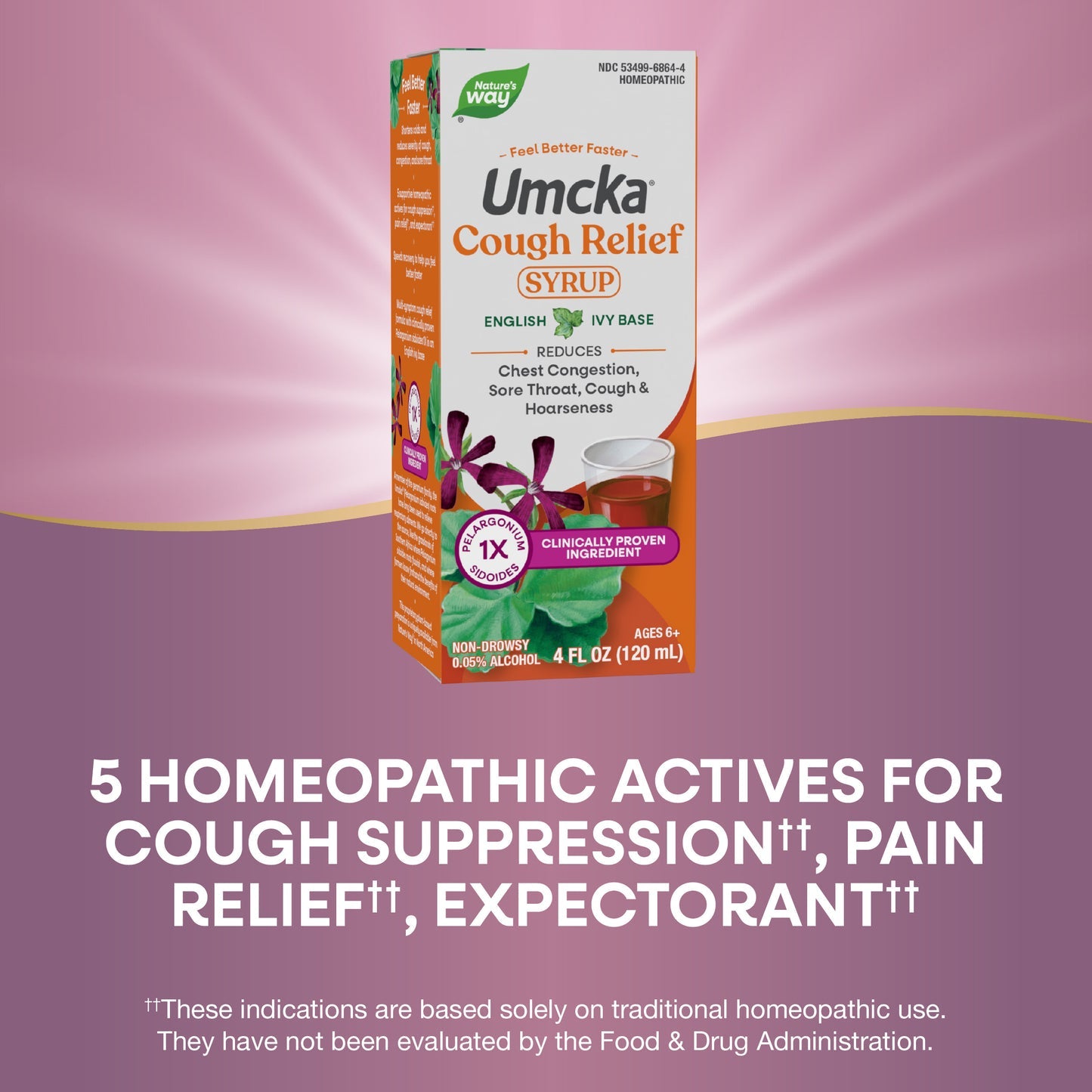 Nature's Way® Umcka® Cough Syrup | Jarabe Homeopático para la Tos | 4 fl oz (118 mL)