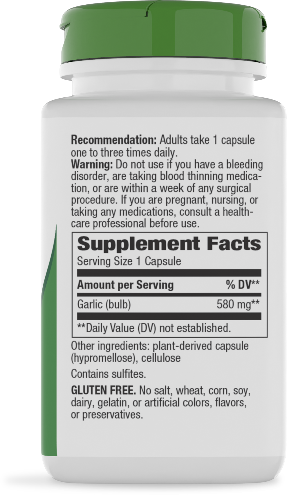Nature's Way® Garlic Bulb | Ajo 580 mg | 100 Cápsulas Vegetales