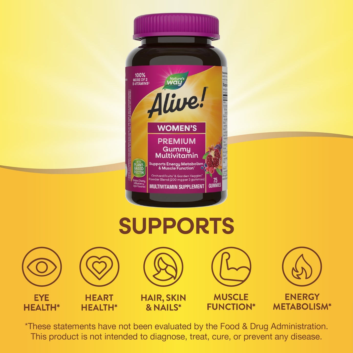 Nature's Way® Alive! Premium Women's Gummy Multivitamin | Multivitamínico para Mujer | 75 Gomitas