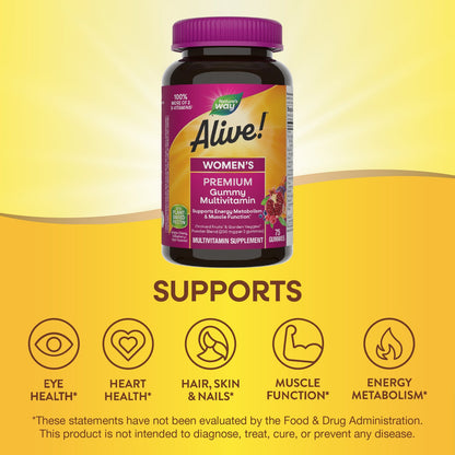 Nature's Way® Alive! Premium Women's Gummy Multivitamin | Multivitamínico para Mujer | 75 Gomitas