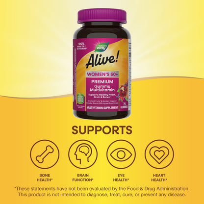 Nature's Way® Alive!® Premium Women's 50+ Gummy Multivitamin | Multivitamínico para Mujeres 50+ | 75 Gomitas