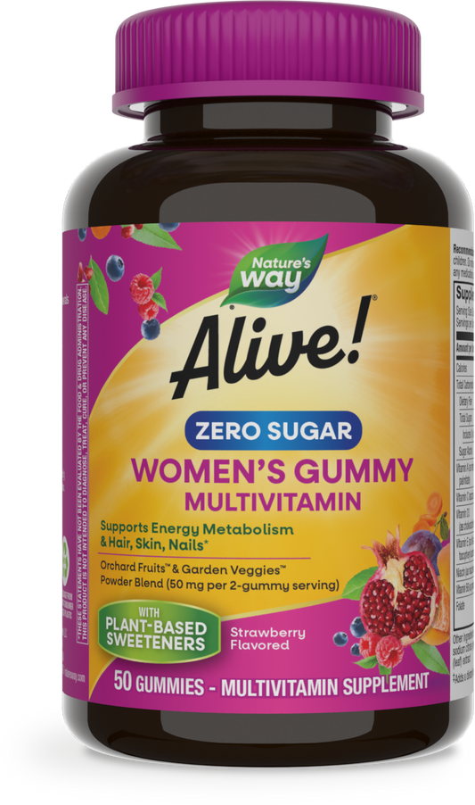 Nature's Way® Alive!® Zero Sugar Women's Multi Gummy | Multivitamínico para Mujer Sin Azúcar | 50 Gomitas